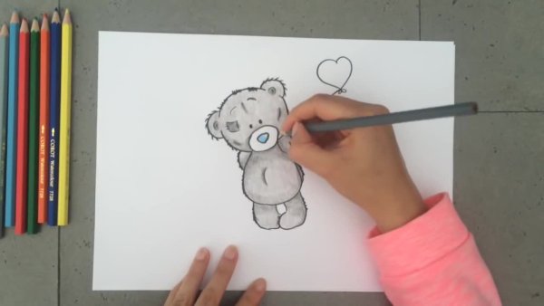 Мишка рисунок фломастерами