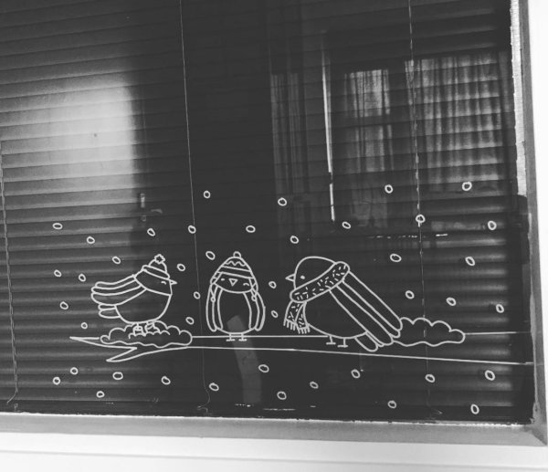 Роспись окон меловым маркером