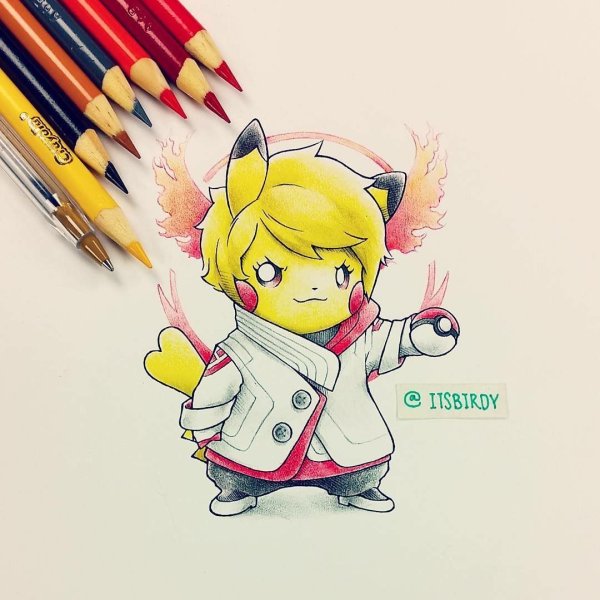 Пикачу фломастерами