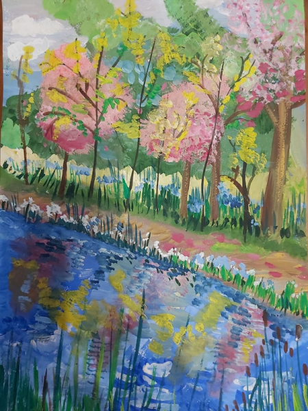 Пейзаж детский маркерами