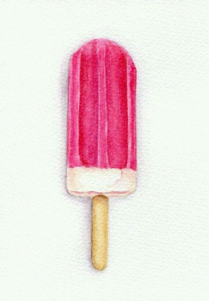Мороженое на палочке акварель