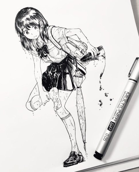 Рисунок легкий фломастером девочки