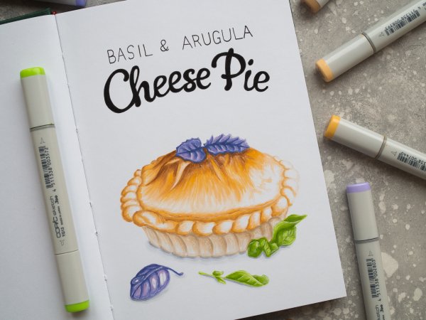 Рисуем пирог маркерами