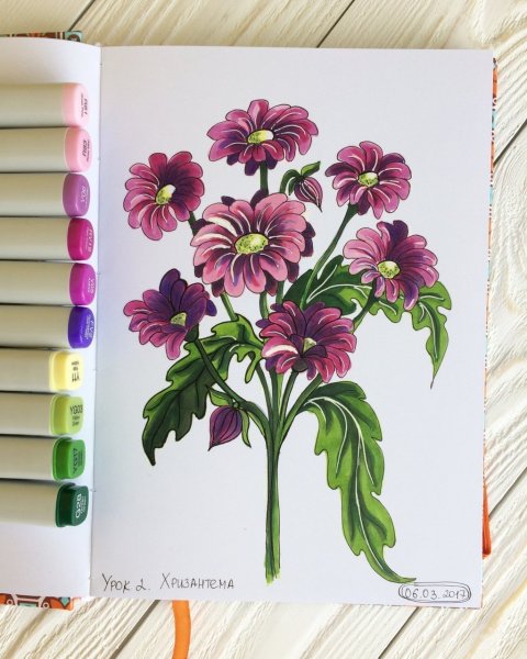 Цветы фломастерами