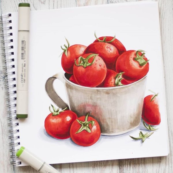Фрукты скетч маркерами