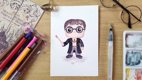 Скетчинг Гарри Поттер маркерами