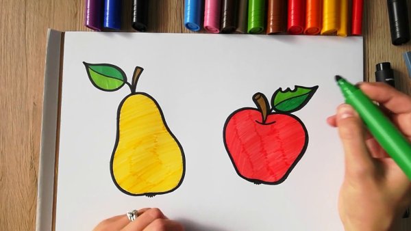 Яблоко фломастерами