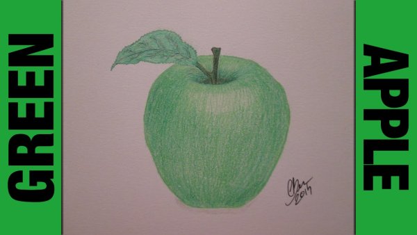 Яблоко цветными карандашами