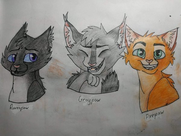 Коты Воители огонёк клубок и Горелый