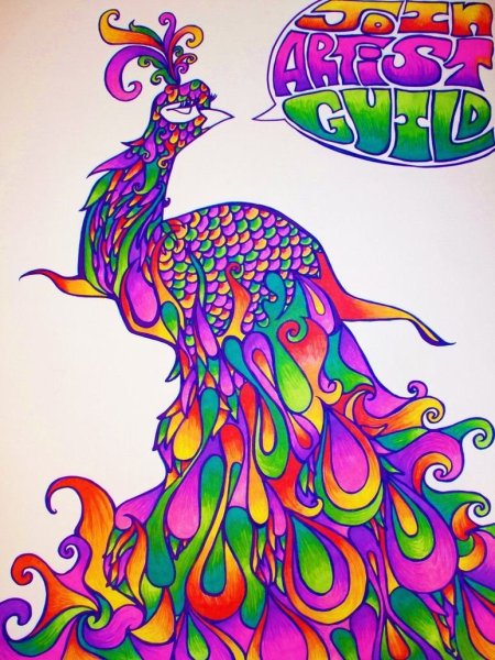 Павлин фломастерами