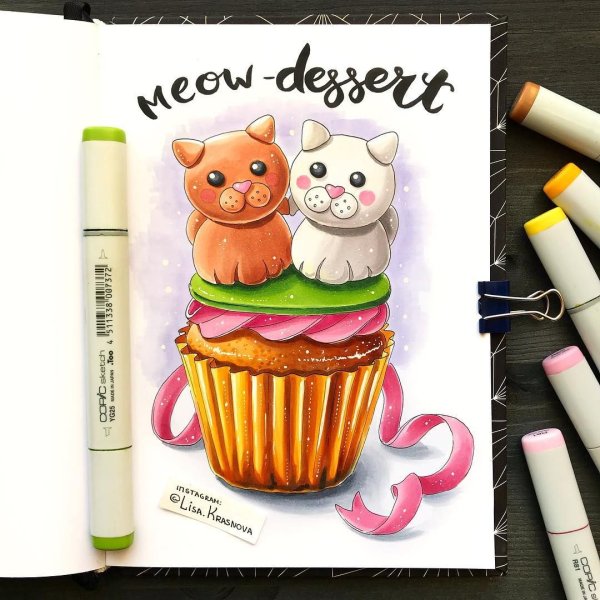 Кактус рисунок маркерами