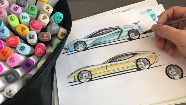 Скетчинг маркерами авто