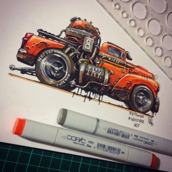 Скетчи автомобилей маркерами