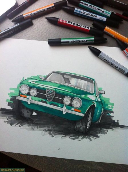 Скетчи маркерами авто