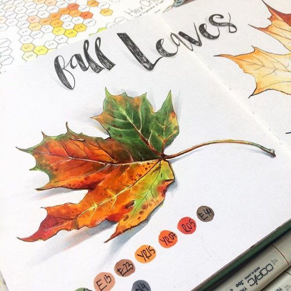 Скетч маркерами осень