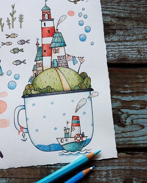 Морская тема маркерами