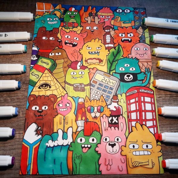 Рисунки для скетчбука маркерами TOUCHFIVE