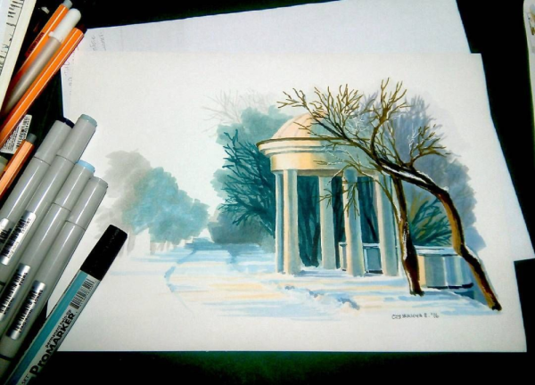 Рисование акварельными карандашами