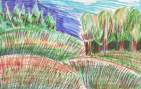 Пейзаж фломастерами