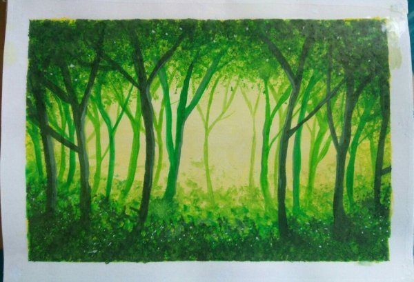 Ствол дерева красками