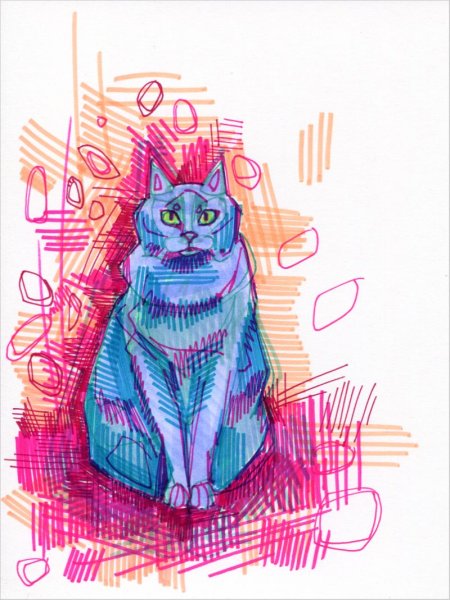 Рисунки фломастерами кошки