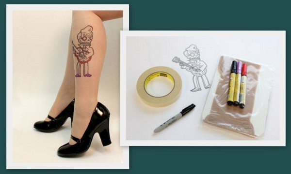 Тату фломастером на ноге