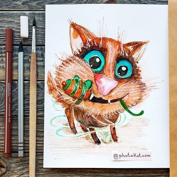 Котенок маркерами