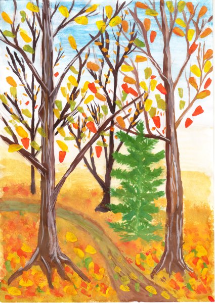 Рисование осени фломастером