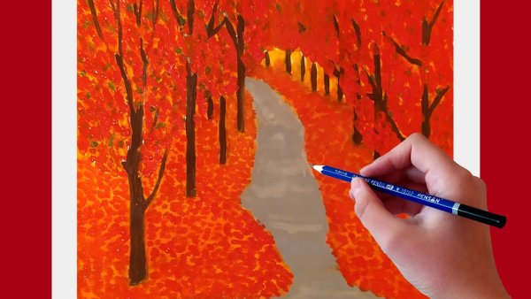 Рисунок осень фломастерами в садик