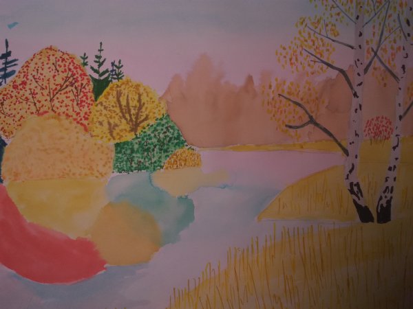 Осенний лес фломастерами