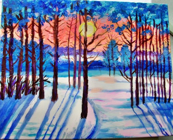 Северное сияние цветными карандашами