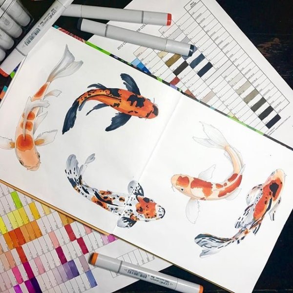 Рыбки маркерами