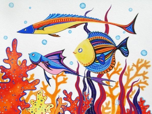 Декоративное рисование морские обитатели