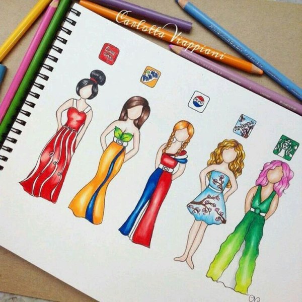 Летние лёгкие рисунки в скетч бук