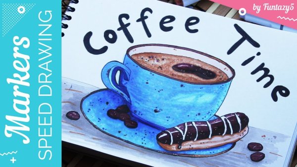 Рисунки маркерами кофе эклер