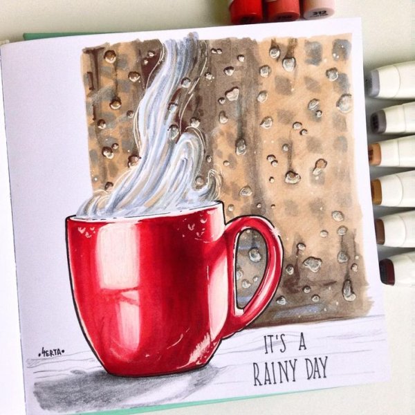 Кружка кофе скетчи маркерами