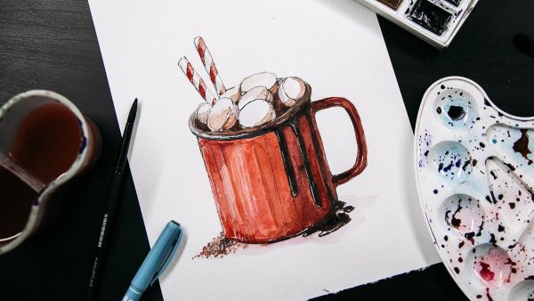 Какао с маршмеллоу скетч