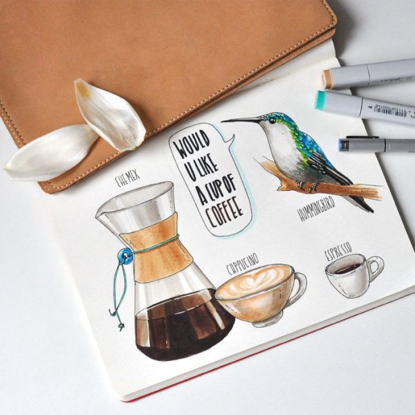 Рисунки для скетчбука маркерами кофе