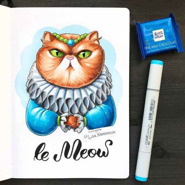 Скетчи маркерами котики