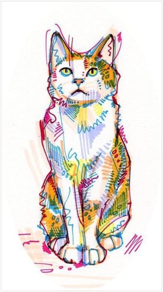 Кошка фломастерами