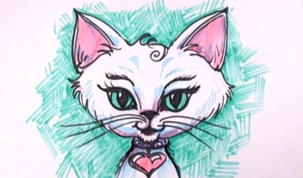 Рисунки фломастерами кошки