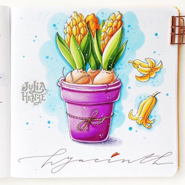 Скетчинг маркерами растения