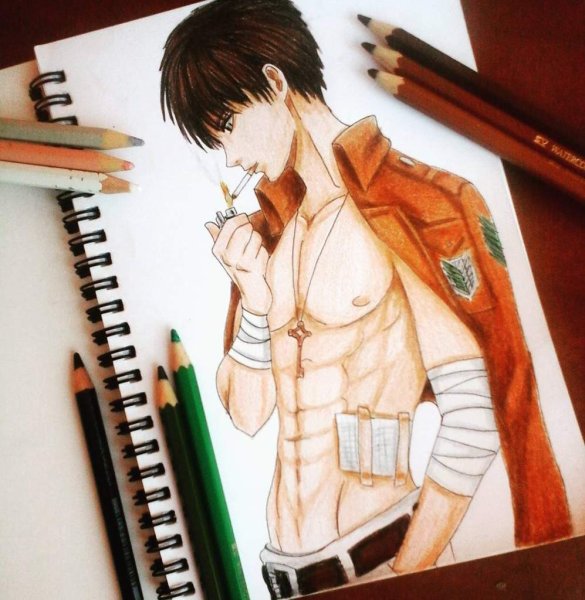 Аниме мальчик маркерами