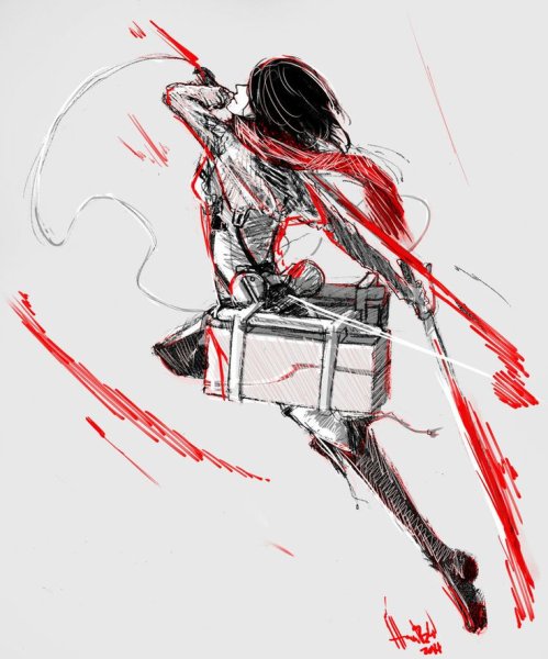 Скетчи атака титанов Микаса