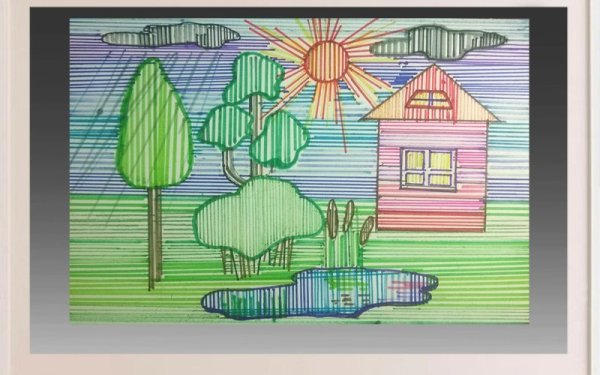 Пейзаж фломастерами для детей