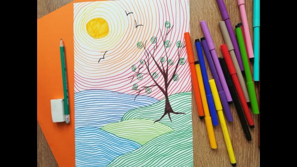 Пейзажи из фломастеров