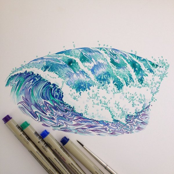 Вода рисунок маркерами