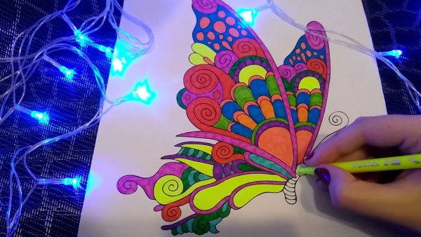 Бабочка фломастерами