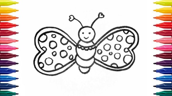 Бабочка фломастерами для детей