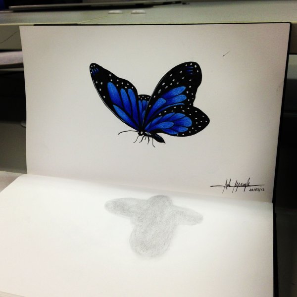 Скетчинг бабочка маркерами